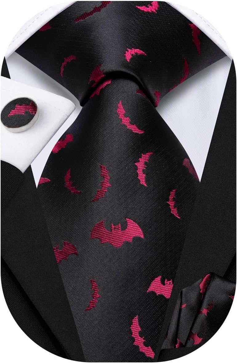 Dubulle Mens Tie Set Solid Paisley Silk Striped Necktie for Men with Cufflinks Tie and Pocket Square - Image 1